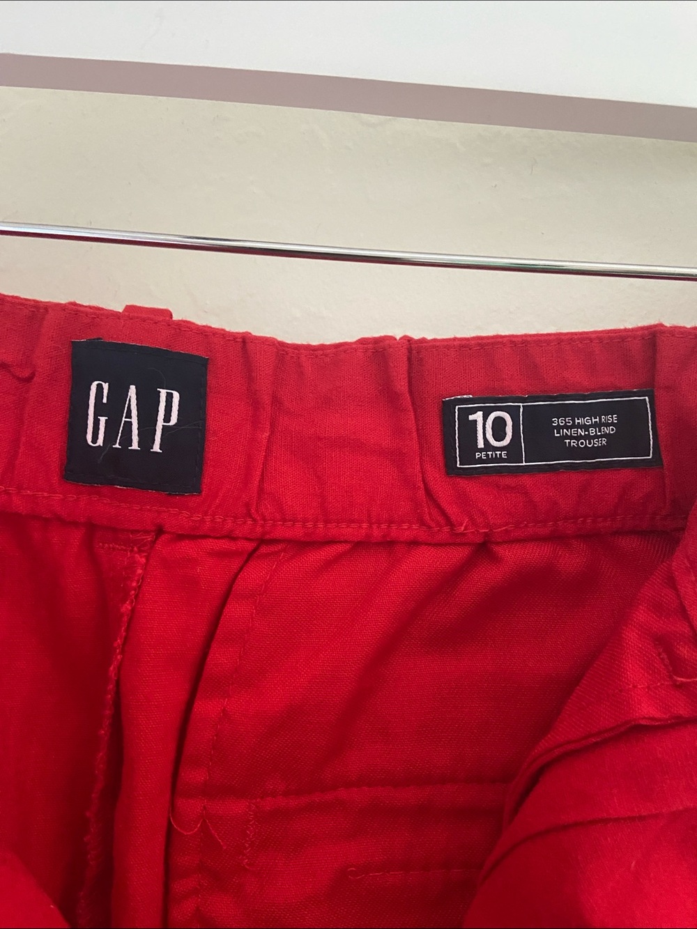 GAP | Red “365” High-Rise Linen-Blend Trousers Size 10P - Picture 2 of 7